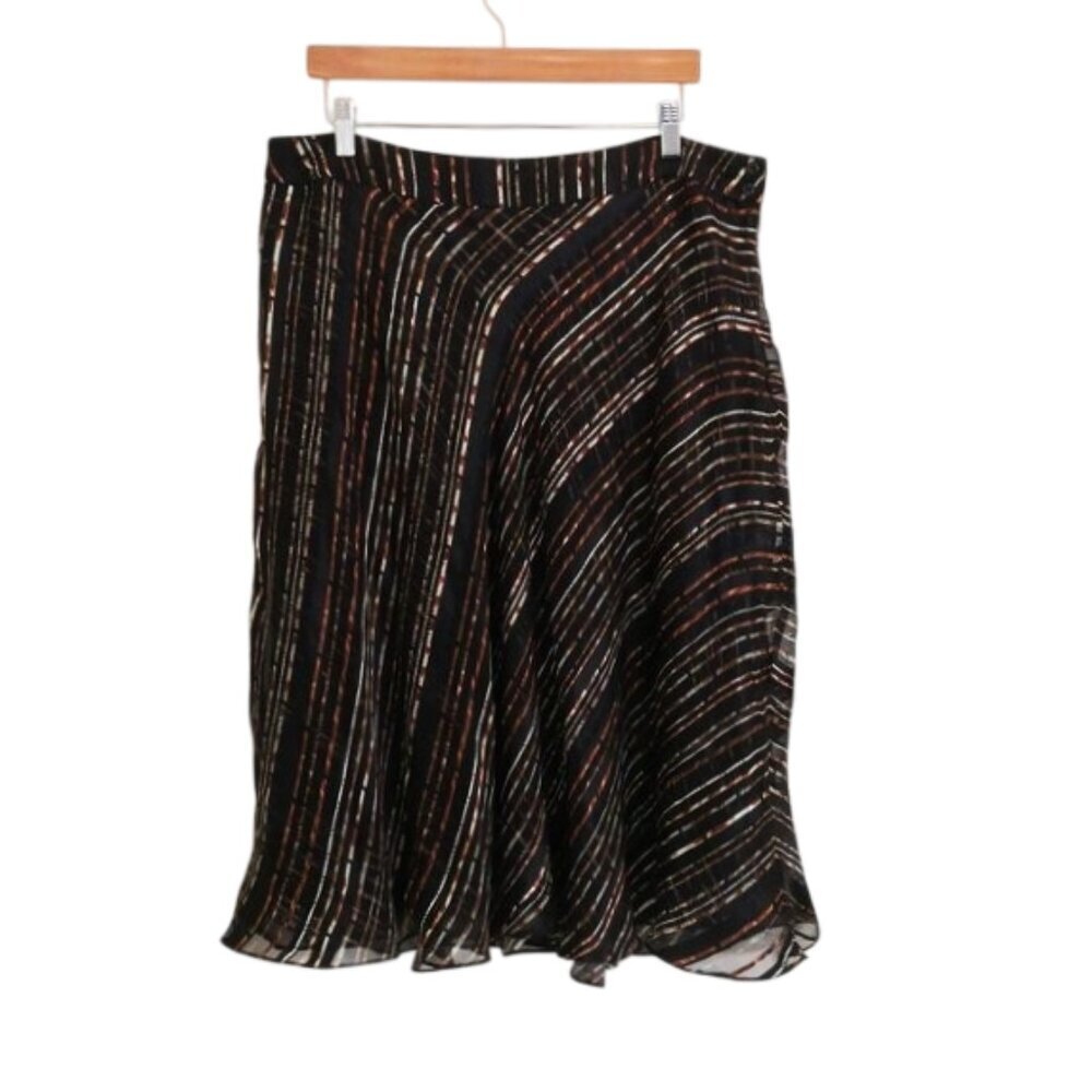 JNY 100% Silk Diagonal Stripe‎ Skirt Size 16
